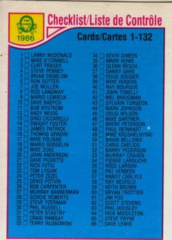 #165 Checklist: 1-132 - 1985-86 O-Pee-Chee Hockey