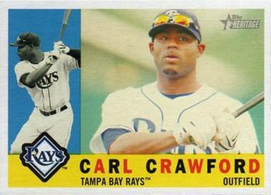 #166 Carl Crawford - Tampa Bay Rays - 2009 Topps Heritage Baseball