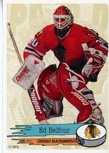 #166 Ed Belfour - Chicago Blackhawks - 1995-96 Panini Hockey Stickers