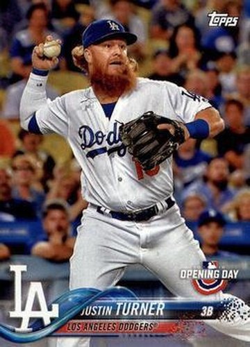 #166 Justin Turner - Los Angeles Dodgers - 2018 Topps Opening Day Baseball