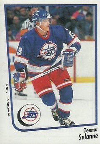 #166 Teemu Selanne - Winnipeg Jets - 1994-95 Panini Hockey Stickers