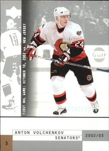 #166 Anton Volchenkov - Ottawa Senators - 2002-03 Upper Deck Mask Collection Hockey