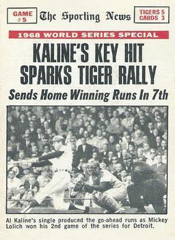 #166 World Series Game #5 - Kaline's Key Hit Sparks Tiger Rally - Detroit Tigers / St. Louis Cardinals - 1969 Topps Baseball