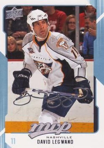 #167 David Legwand - Nashville Predators - 2008-09 Upper Deck MVP Hockey