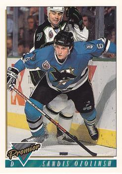 #168 Sandis Ozolinsh - San Jose Sharks - 1993-94 Topps Premier Hockey