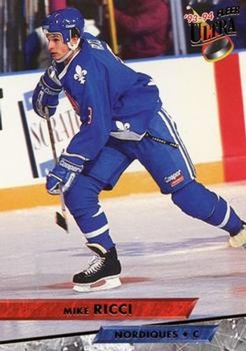 #168 Mike Ricci - Quebec Nordiques - 1993-94 Ultra Hockey
