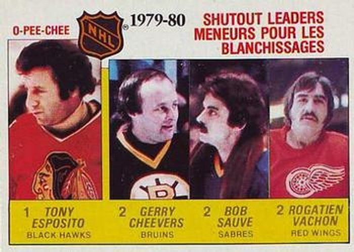 #168 Gerry Cheevers / Tony Esposito / Bob Sauve / Rogatien Vachon - Boston Bruins / Chicago Blackhawks / Buffalo Sabres / Detroit Red Wings - 1980-81 O-Pee-Chee Hockey