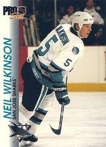 #168 Neil Wilkinson - San Jose Sharks - 1992-93 Pro Set Hockey
