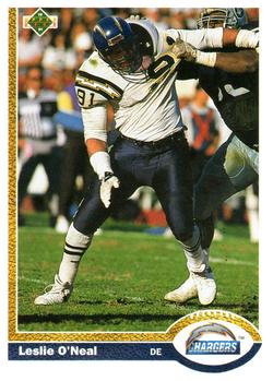 #168 Leslie O'Neal - San Diego Chargers - 1991 Upper Deck Football