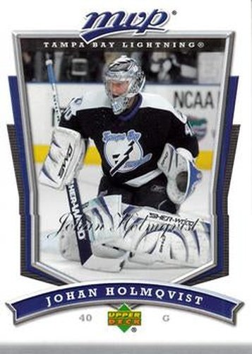 #168 Johan Holmqvist - Tampa Bay Lightning - 2007-08 Upper Deck MVP Hockey