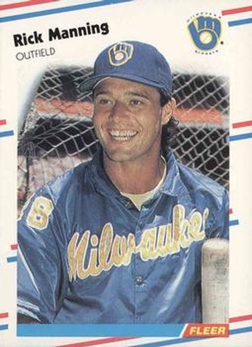 #168 Rick Manning - Milwaukee Brewers - 1988 Fleer Baseball