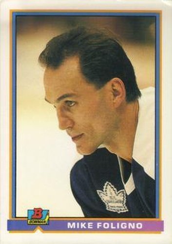 #169 Mike Foligno - Toronto Maple Leafs - 1991-92 Bowman Hockey