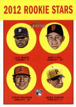 #169 Luis Marte / Brett Pill / Efren Navarro / Jared Hughes - Detroit Tigers / San Francisco Giants / Los Angeles Angels / Pittsburgh Pirates - 2012 Topps Heritage Baseball