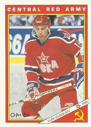 #16R Yuri Khmiliov - CSKA Moscow - 1991-92 O-Pee-Chee Hockey - Sharks & Russians