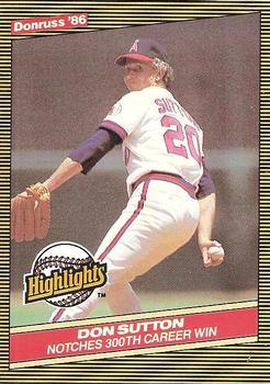 #16 Don Sutton - California Angels - 1986 Donruss Highlights Baseball