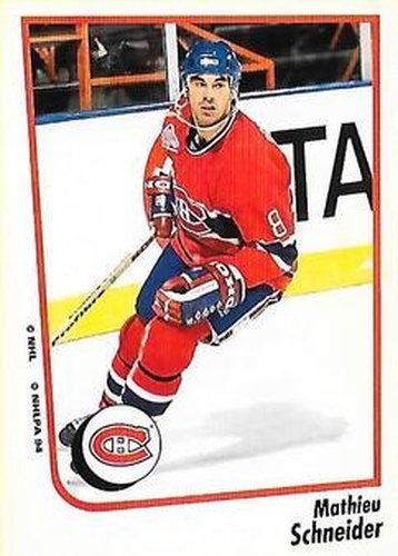 #16 Mathieu Schneider - Montreal Canadiens - 1994-95 Panini Hockey Stickers
