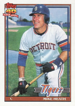 #16 Mike Heath - Detroit Tigers - 1991 Topps Baseball
