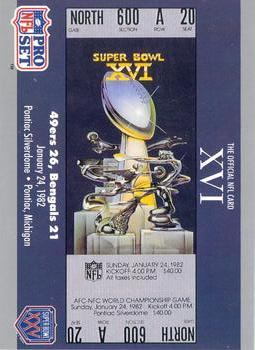 #16 SB XVI Ticket - San Francisco 49ers / Cincinnati Bengals - 1990-91 Pro Set Super Bowl XXV Silver Anniversary Football