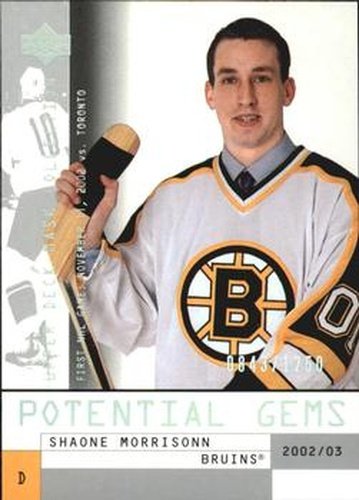 #170 Shaone Morrisonn - Boston Bruins - 2002-03 Upper Deck Mask Collection Hockey