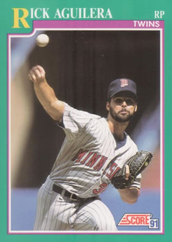 #170 Rick Aguilera - Minnesota Twins - 1991 Score Baseball
