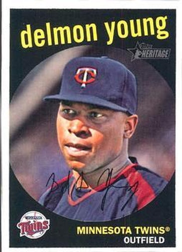 #171 Delmon Young - Minnesota Twins - 2008 Topps Heritage Baseball