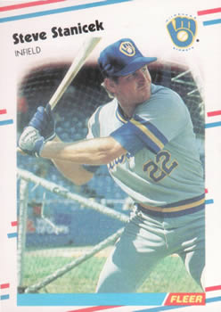 #174 Steve Stanicek - Milwaukee Brewers - 1988 Fleer Baseball