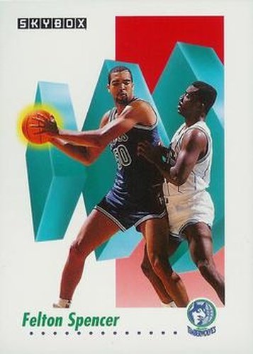 #174 Felton Spencer - Minnesota Timberwolves - 1991-92 SkyBox Basketball