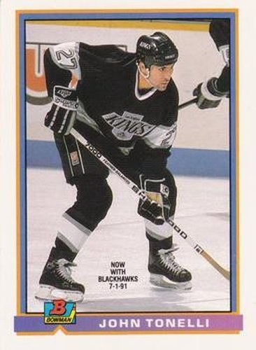 #175 John Tonelli - Chicago Blackhawks - 1991-92 Bowman Hockey