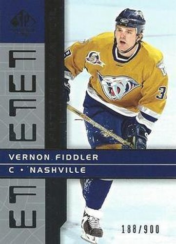 #176 Vernon Fiddler - Nashville Predators - 2002-03 SP Authentic Hockey