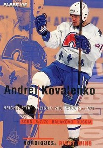 #178 Andrei Kovalenko - Quebec Nordiques - 1994-95 Fleer Hockey