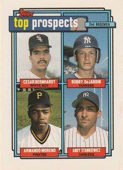#179 1992 Top Prospects 2nd Basemen Cesar Bernhardt / Bobby DeJardin / Armando Moreno / Andy Stankiewicz - Chicago White Sox / New York Yankees / Pittsburgh Pirates - 1992 Topps Baseball