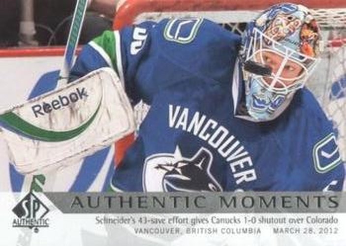 #179 Cory Schneider - Vancouver Canucks - 2012-13 SP Authentic Hockey