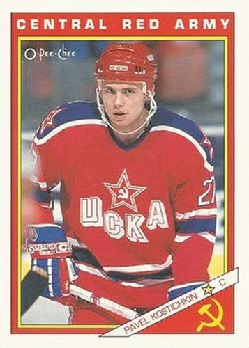 #17R Pavel Kostichkin - CSKA Moscow - 1991-92 O-Pee-Chee Hockey - Sharks & Russians
