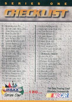 #180 Checklist - 1995 Maxx Racing