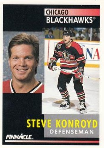 #180 Steve Konroyd - Chicago Blackhawks - 1991-92 Pinnacle Hockey