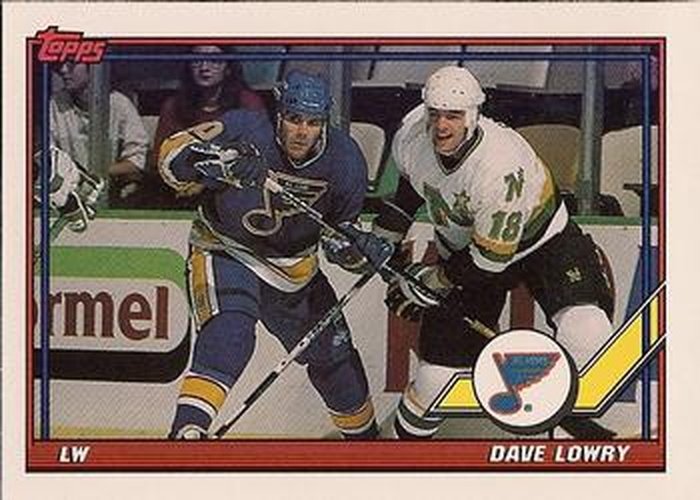#180 Dave Lowry - St. Louis Blues - 1991-92 Topps Hockey