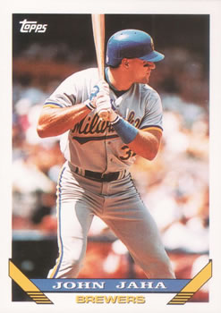 #181 John Jaha - Milwaukee Brewers - 1993 Topps Baseball