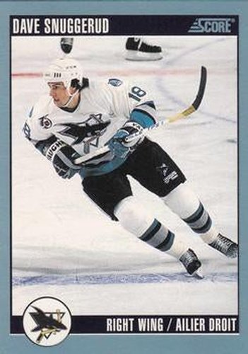 #182 Dave Snuggerud - San Jose Sharks - 1992-93 Score Canadian Hockey