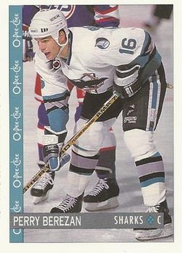 #182 Perry Berezan - San Jose Sharks - 1992-93 O-Pee-Chee Hockey