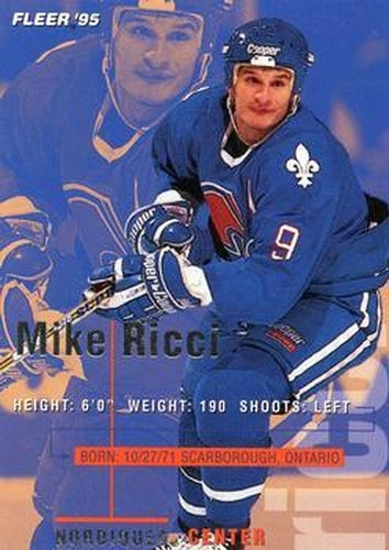 #182 Mike Ricci - Quebec Nordiques - 1994-95 Fleer Hockey