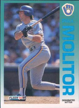 #182 Paul Molitor - Milwaukee Brewers - 1992 Fleer Baseball