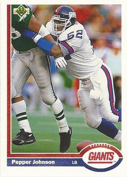 #183 Pepper Johnson - New York Giants - 1991 Upper Deck Football