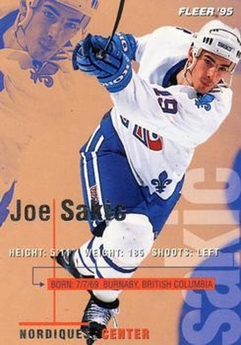 #183 Joe Sakic - Quebec Nordiques - 1994-95 Fleer Hockey