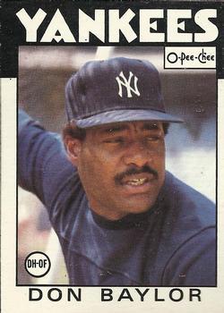 #184 Don Baylor - New York Yankees - 1986 O-Pee-Chee Baseball