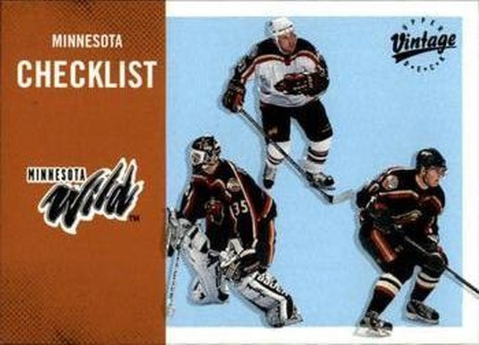 #184 Wild Checklist - Minnesota Wild - 2000-01 Upper Deck Vintage Hockey
