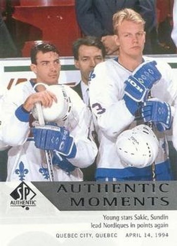 #184 Mats Sundin / Joe Sakic - Quebec Nordiques - 2012-13 SP Authentic Hockey