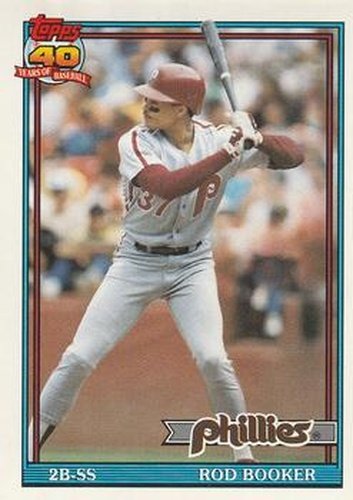 #186 Rod Booker - Philadelphia Phillies - 1991 O-Pee-Chee Baseball