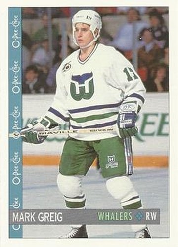 #186 Mark Greig - Hartford Whalers - 1992-93 O-Pee-Chee Hockey