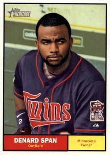 #186 Denard Span - Minnesota Twins - 2010 Topps Heritage Baseball