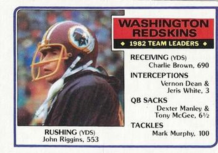 #186 John Riggins - Washington Redskins - 1983 Topps Football
